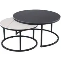 Ferrante Set of 2 Round Coffee Tables - White, Sintered Stone