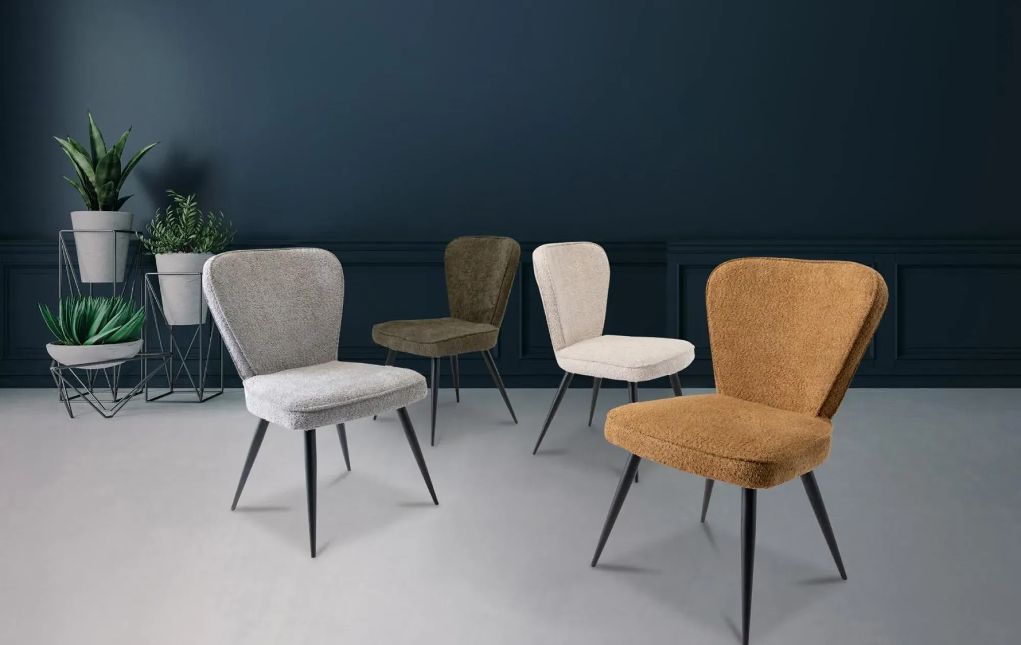 Flavia Linen Fabric Dining Chair Set of 2