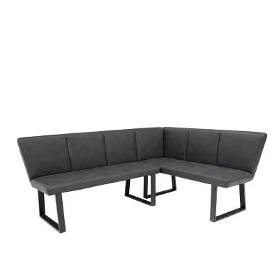 Franklin Corner Dining Bench - Charcoal, Faux Leather image