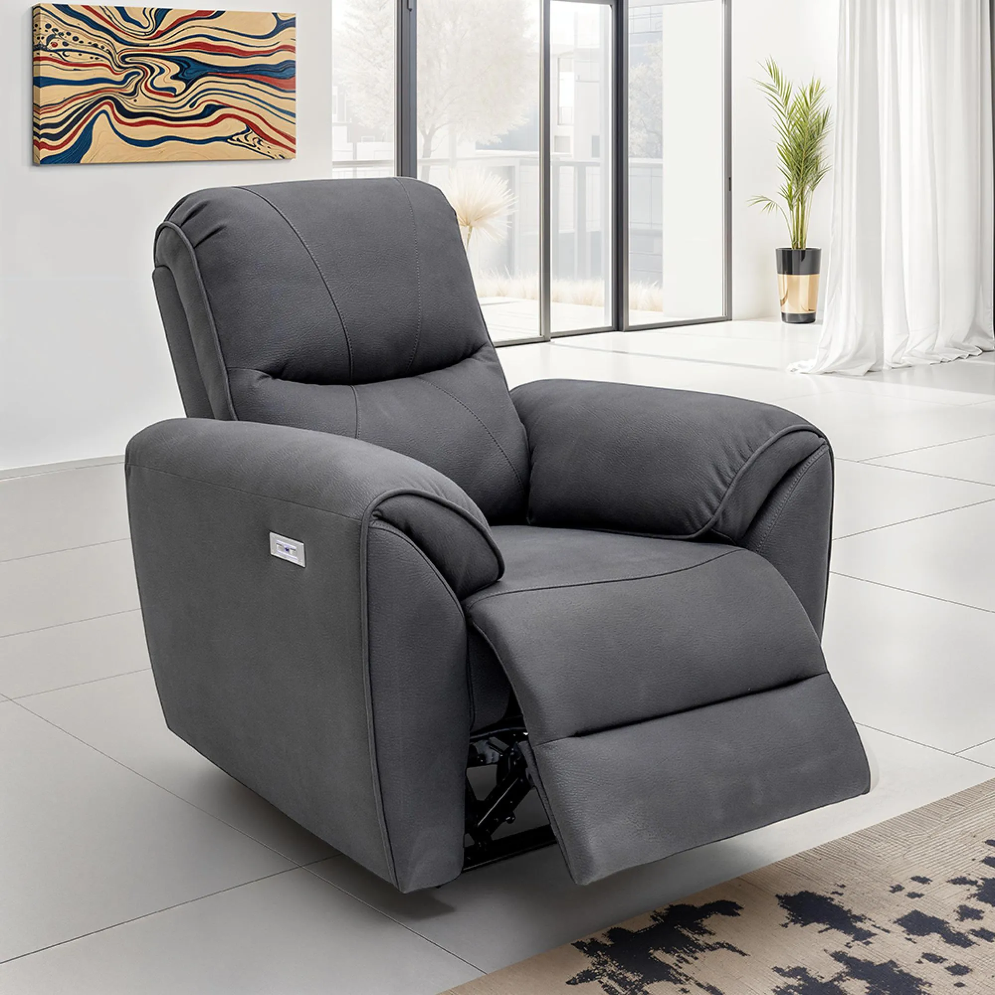 Gianni Electric Recliner Armchair - Charcoal, Fabric