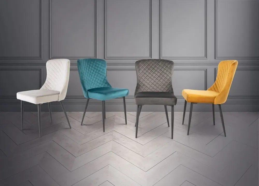 Hadley Quilted Dining Chair - Graphite, Velvet