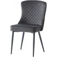 Hadley Quilted Dining Chair - Graphite, Velvet