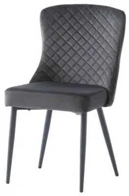 Hadley Quilted Dining Chair - Graphite, Velvet