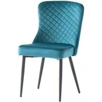 Hadley Quilted Dining Chair - Peacock Green, Velvet
