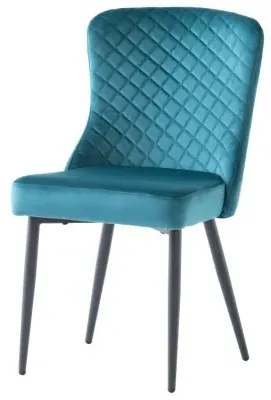 Hadley Quilted Dining Chair - Peacock Green, Velvet
