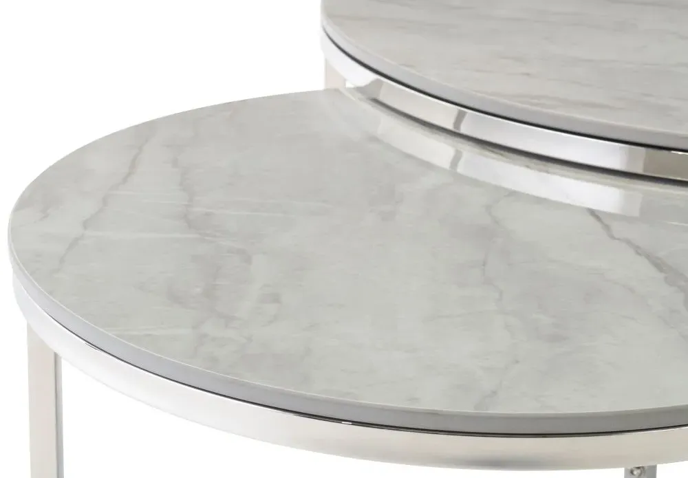 Hanson Set of 2 Round Coffee Tables - Grey, Sintered Stone