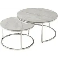 Hanson Set of 2 Round Coffee Tables - Grey, Sintered Stone