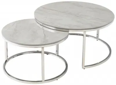 Hanson Set of 2 Round Coffee Tables - Grey, Sintered Stone image