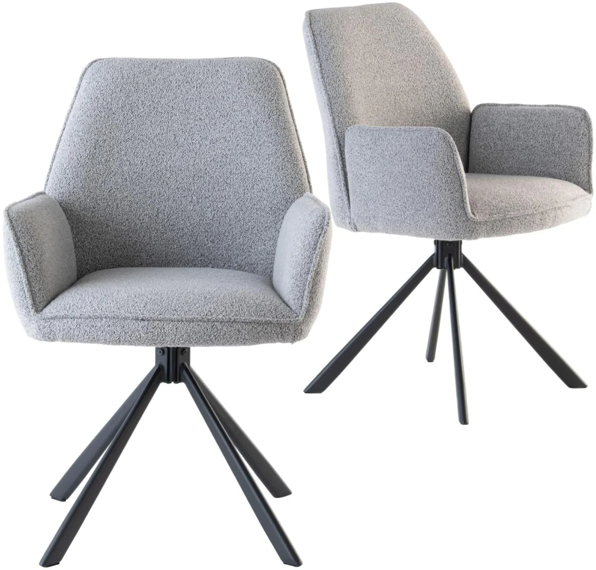 Harley Swivel Dining Chair - Light Grey, Fabric