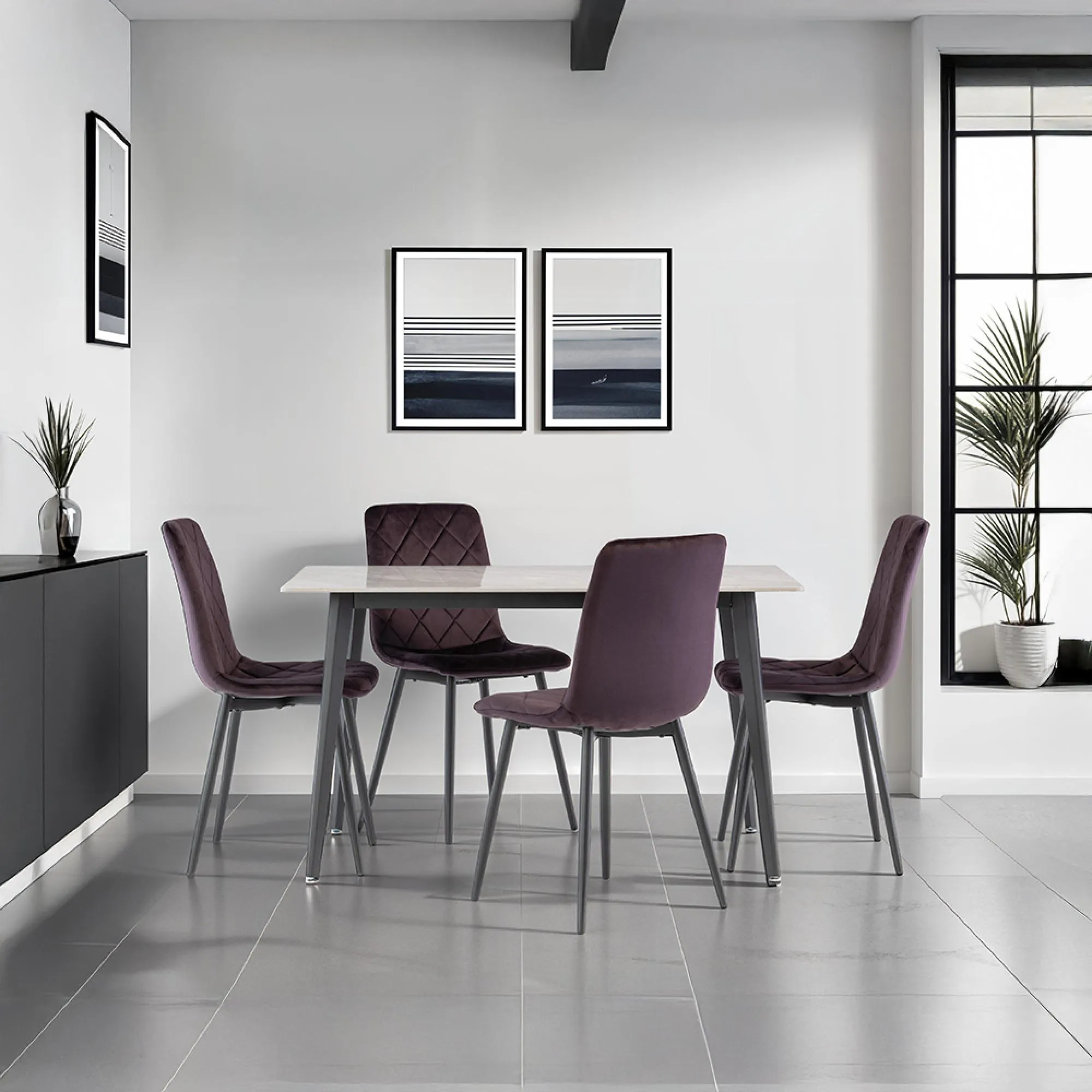 IVY 4-Seater Dining Table - Rebecca Grey, Sintered Stone