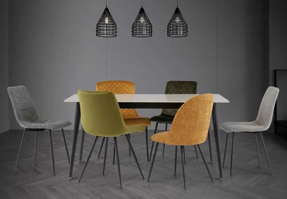 Ivy 6-Seater Dining Table - Kass Gold, Sintered Stone