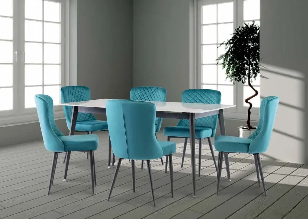 Ivy 6-Seater Dining Table - Rebecca Grey, Sintered Stone