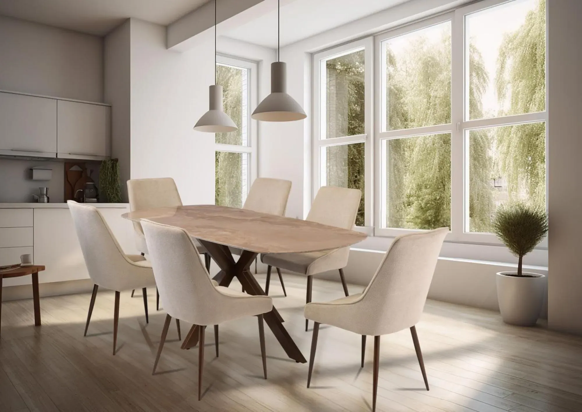 Jade 6-Seater Dining Table - Ivory