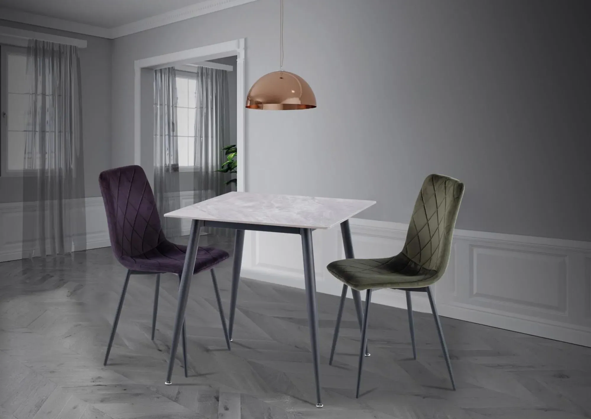 Lavina Square 2-Seater Dining Table - Rebecca Grey