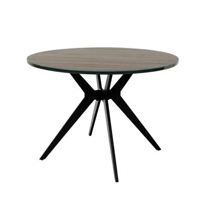 Loreta 2 Seater Round Dining Table - Grey Oak, Glass image
