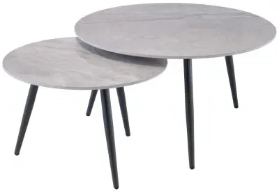 Luna Set of 2 Round Coffee Tables - Grey, Rebecca