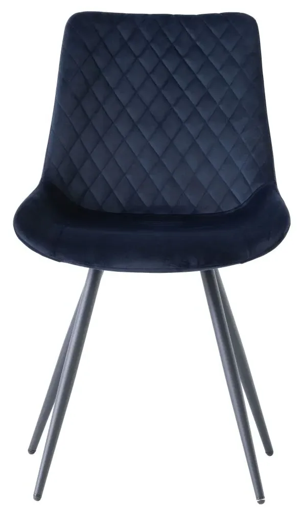 Mabel Cross Stitched Dining Chair - Deep Blue, Velvet