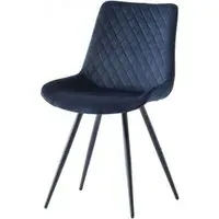 Mabel Cross Stitched Dining Chair - Deep Blue, Velvet