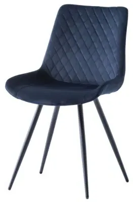 Mabel Cross Stitched Dining Chair - Deep Blue, Velvet image