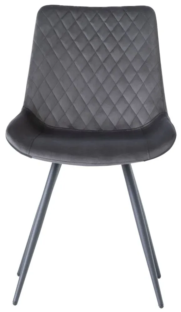 Mabel Cross Stitched Dining Chair - Graphite, Velvet