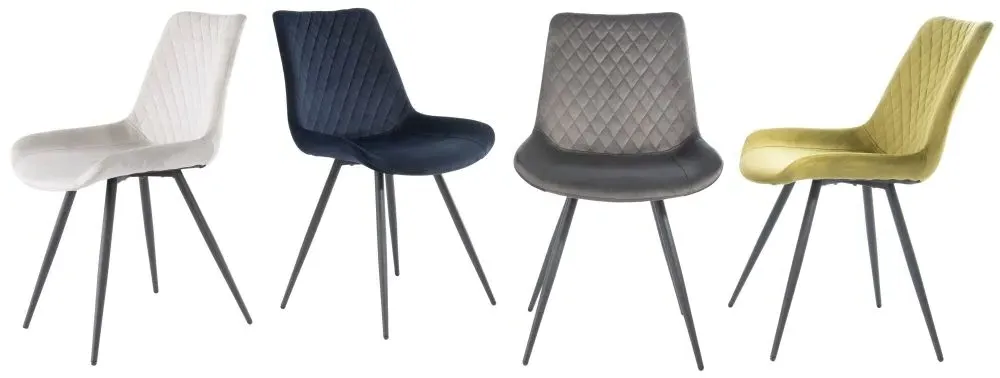 Mabel Cross Stitched Dining Chair - Graphite, Velvet