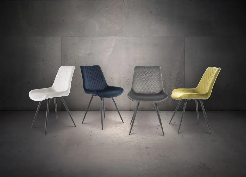 Mabel Cross Stitched Dining Chair - Graphite, Velvet