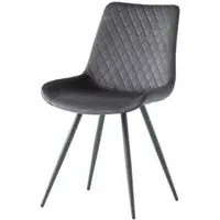 Mabel Cross Stitched Dining Chair - Graphite, Velvet