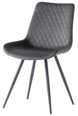 Mabel Cross Stitched Dining Chair - Graphite, Velvet