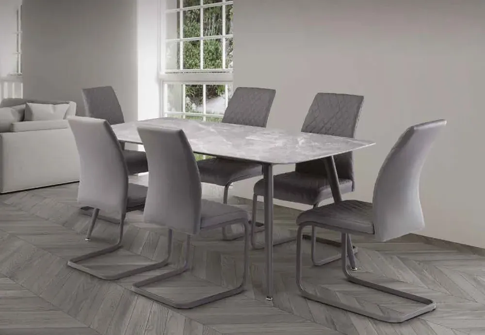 Modesto 6-Seater Dining Table - Grey, Sintered Stone