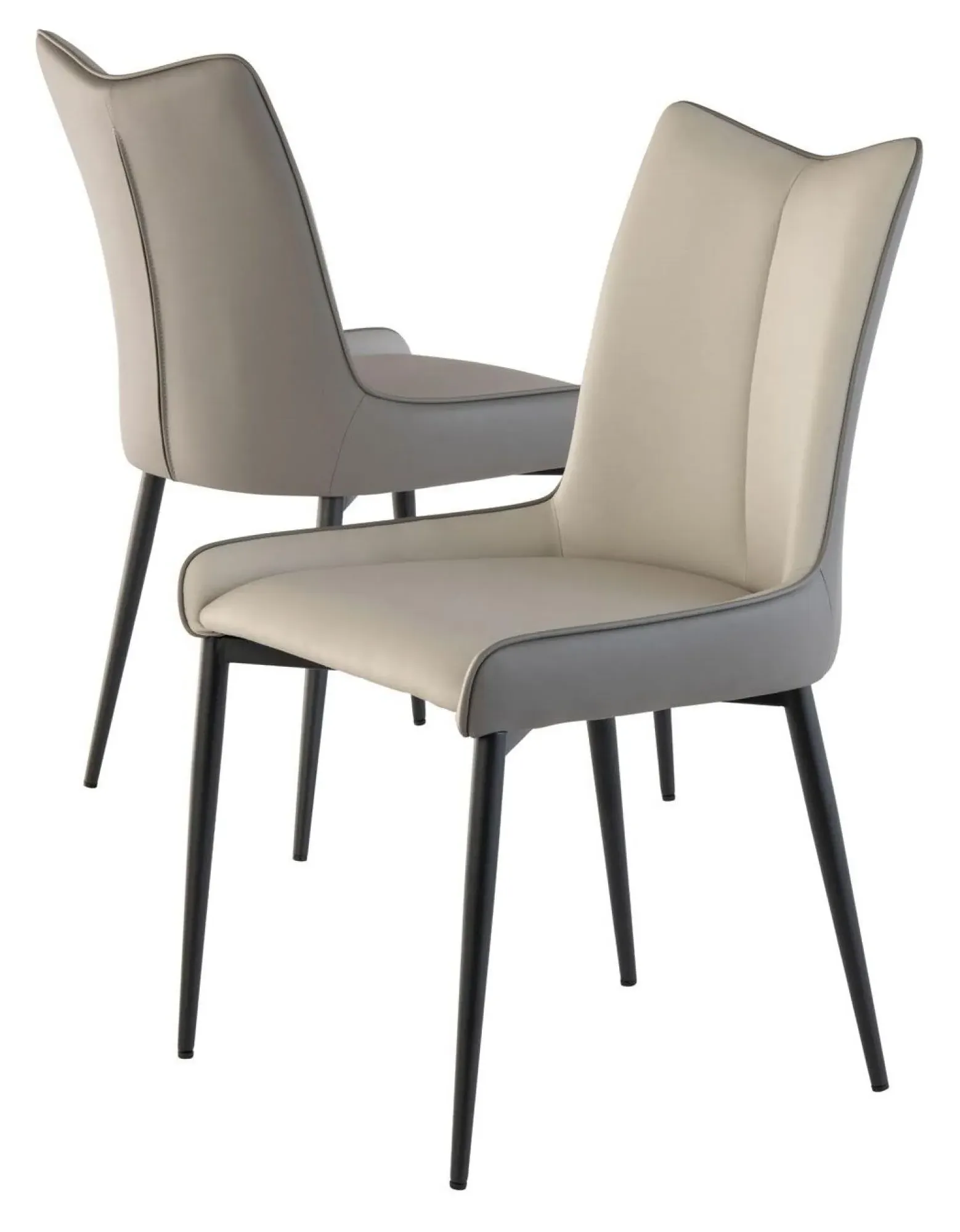 Nardo Dining Chair Set of 2 - Grey, Faux Leather