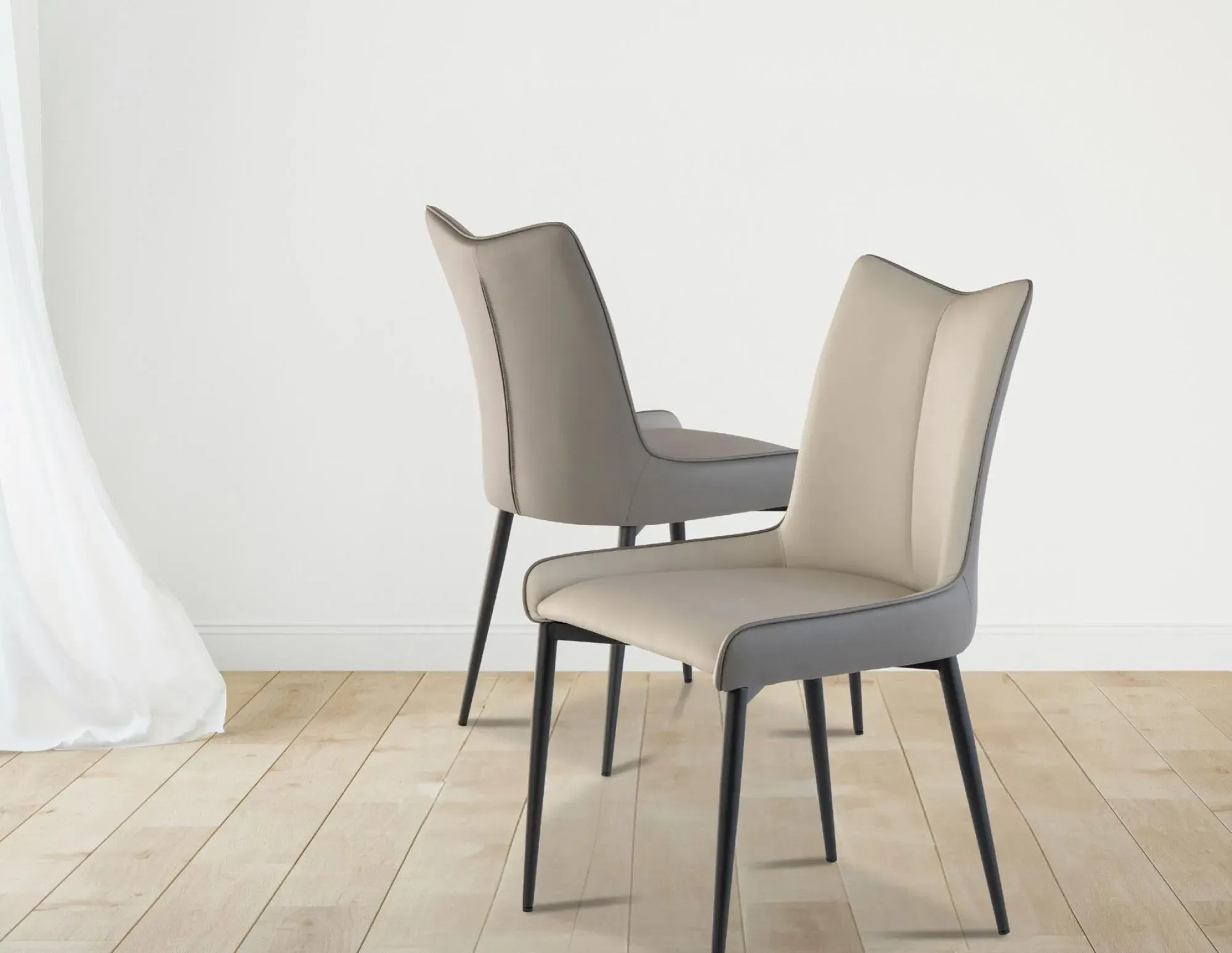 Nardo Dining Chair Set of 2 - Grey, Faux Leather