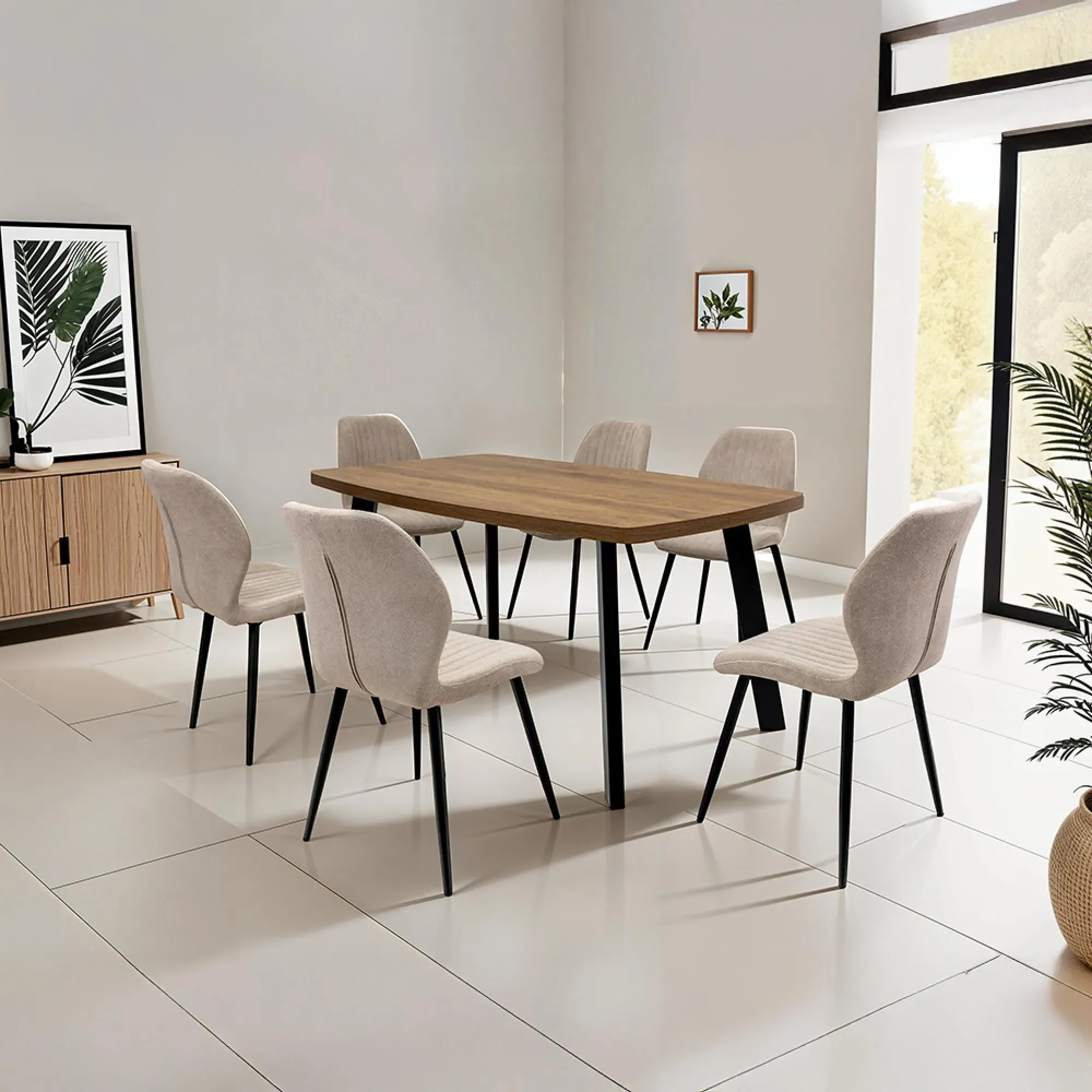 Panama 6 Seater Dining Table - Dark Oak