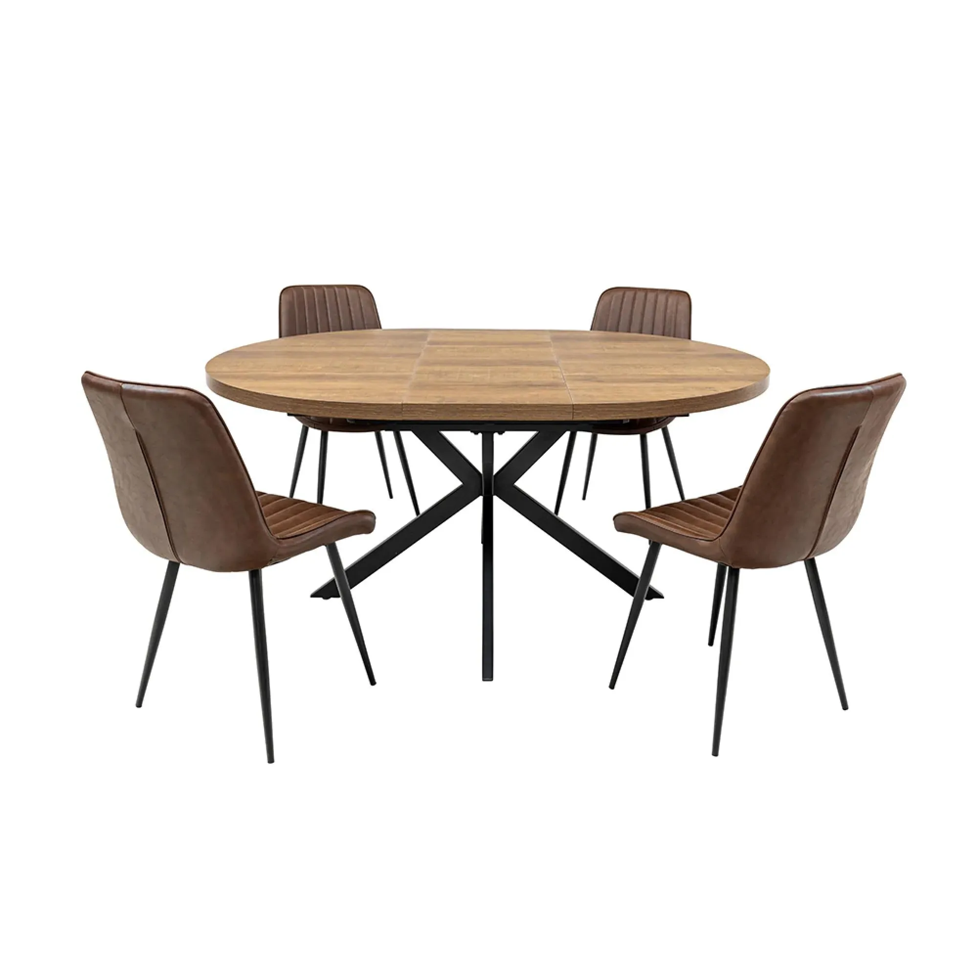 Panama Extendable Round Dining Table - Dark Oak