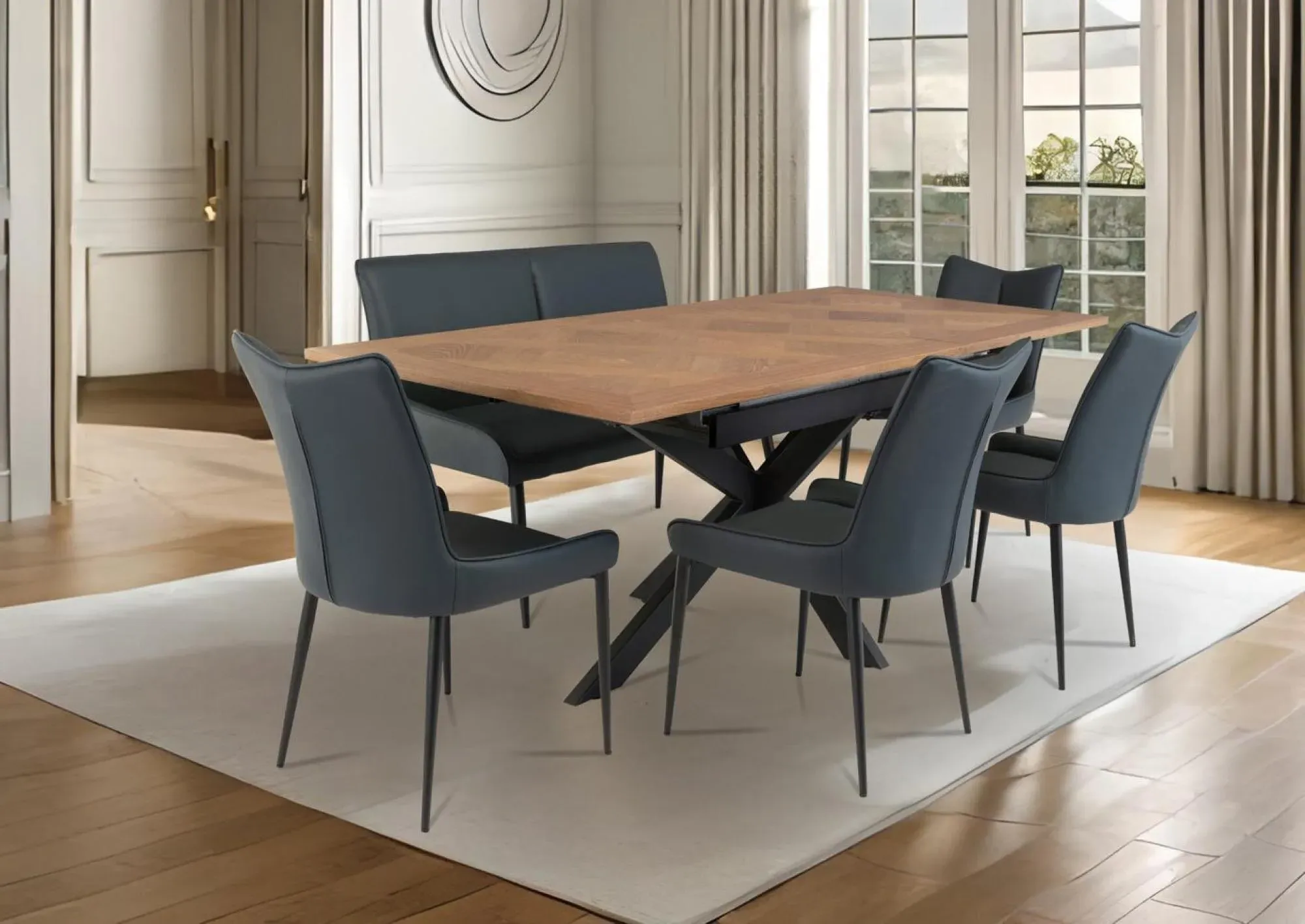 Payton 6 Seater Extending Dining Table - Oak Veener