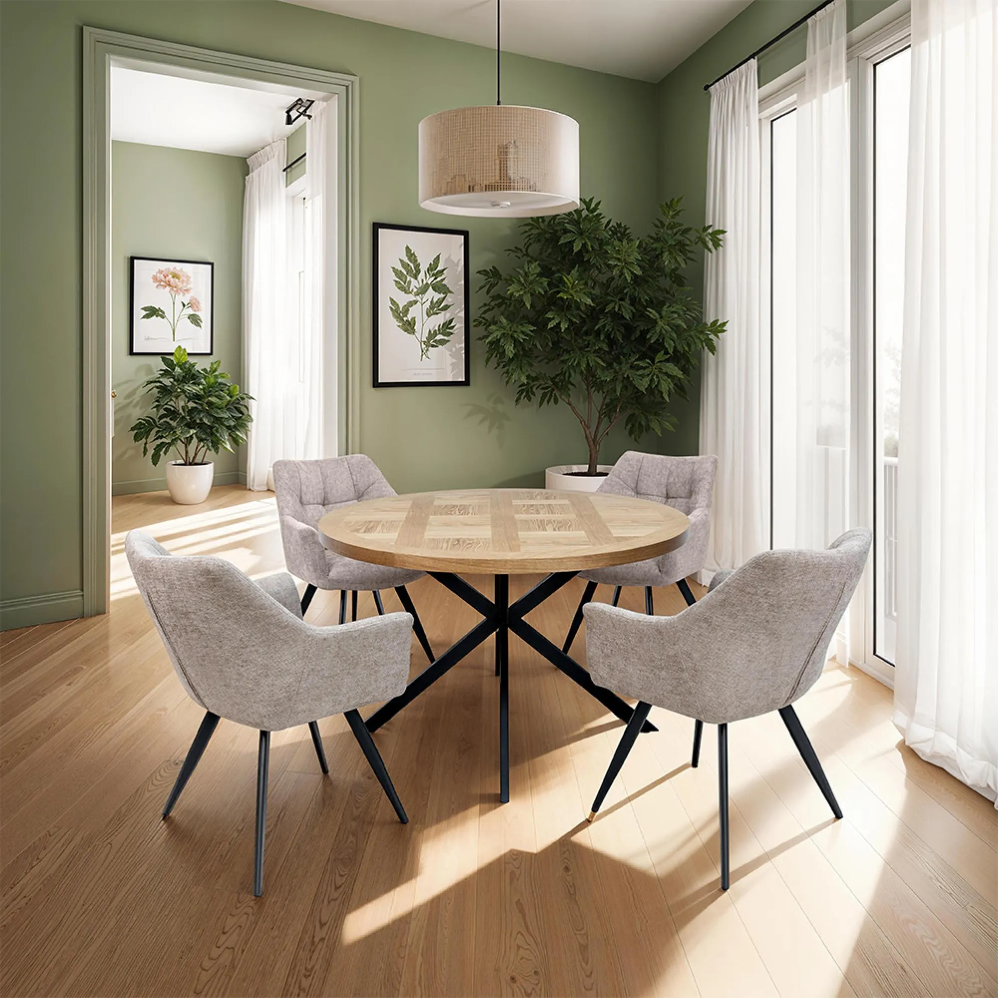 Poppy Dining Armchair - Taupe, Fabric