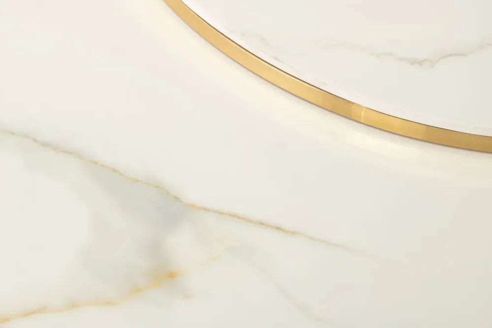 Portafino Set of 2 Round Coffee Tables - Gold, Marble Effect