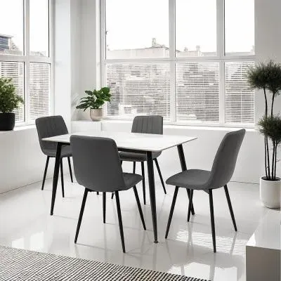 Riga 4-Seater Dining Table - Snow White, Sintered Stone