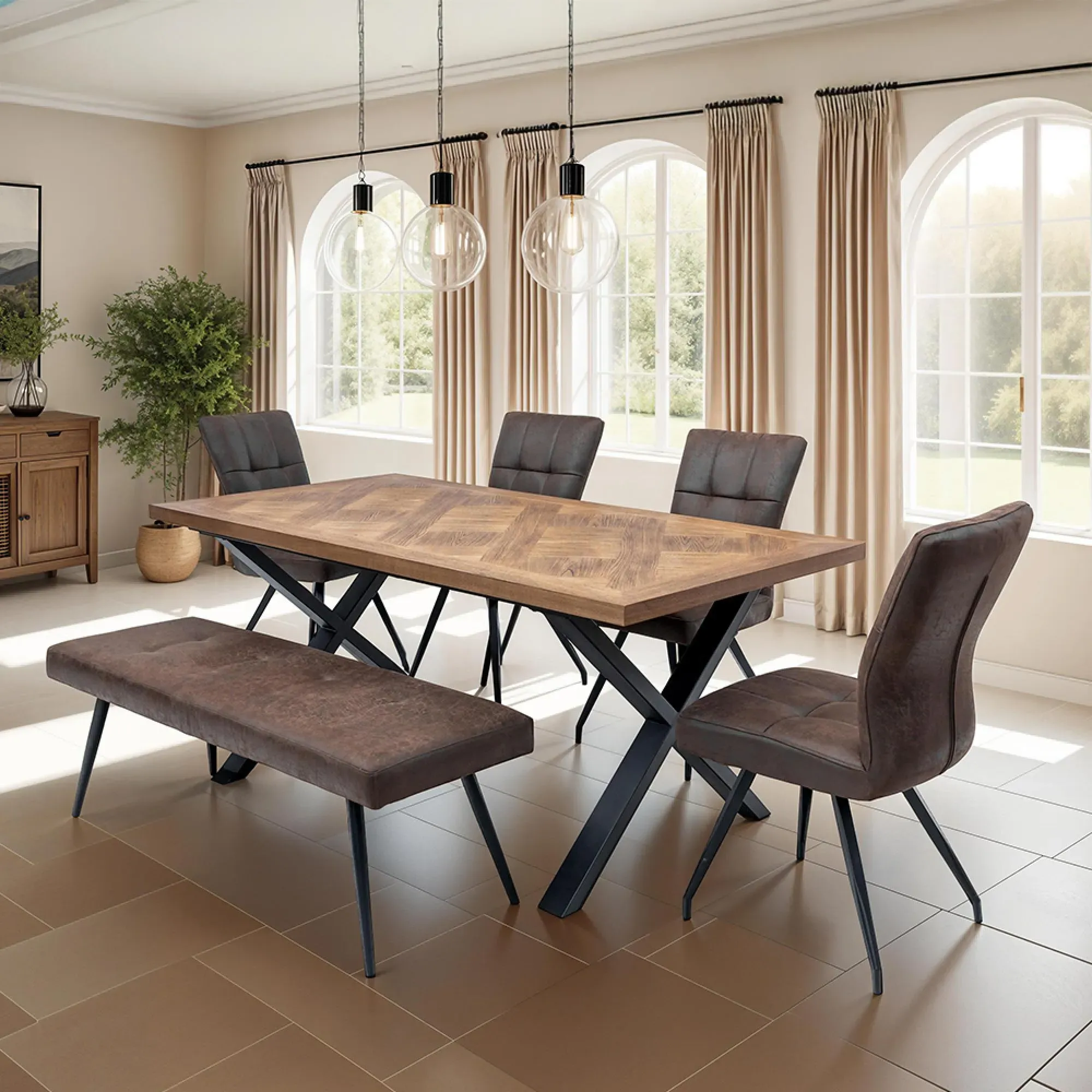 Sabena Dining Chair - Antique Ebony, Fabric