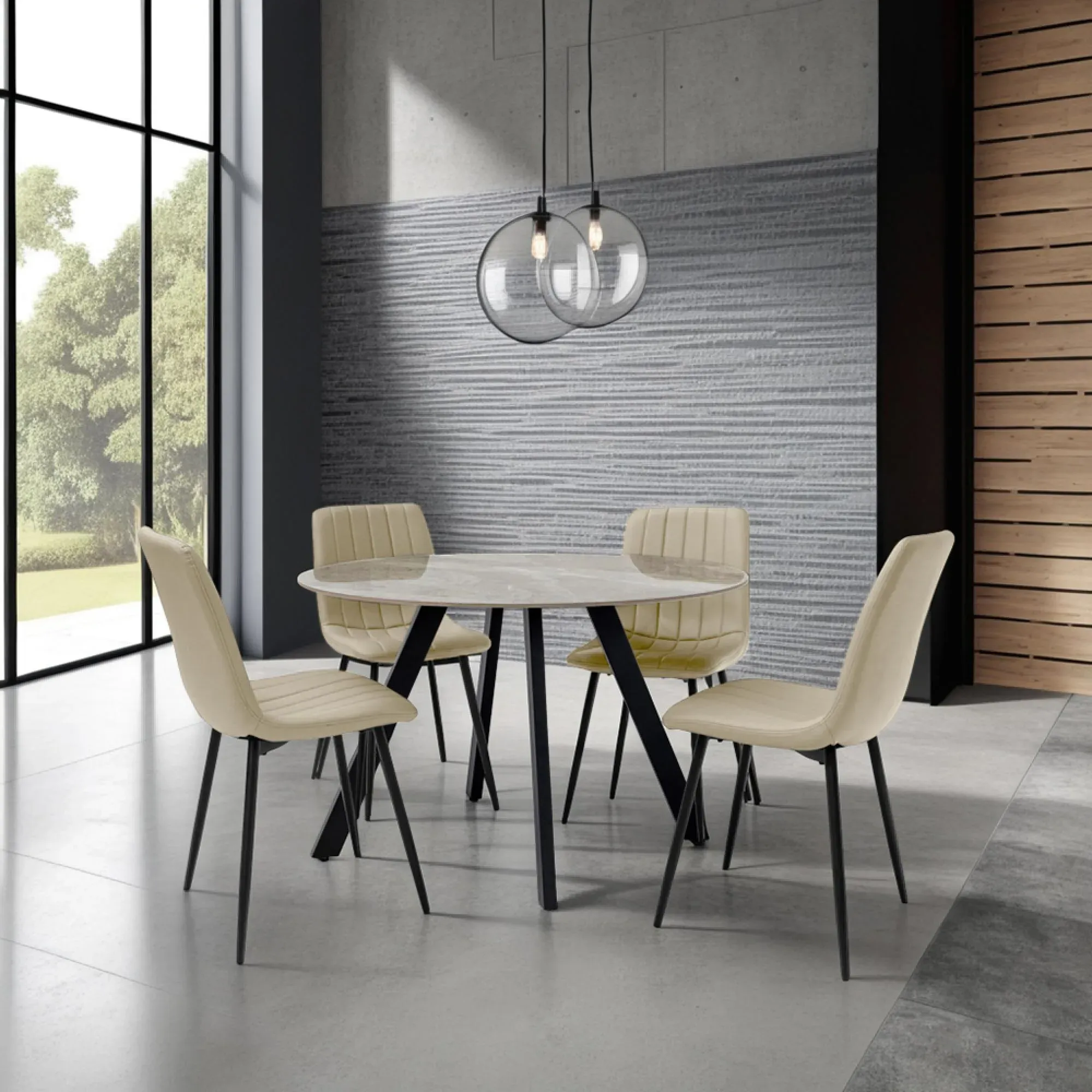 Saldini 4 Seater Round Dining Table - Italy Grey