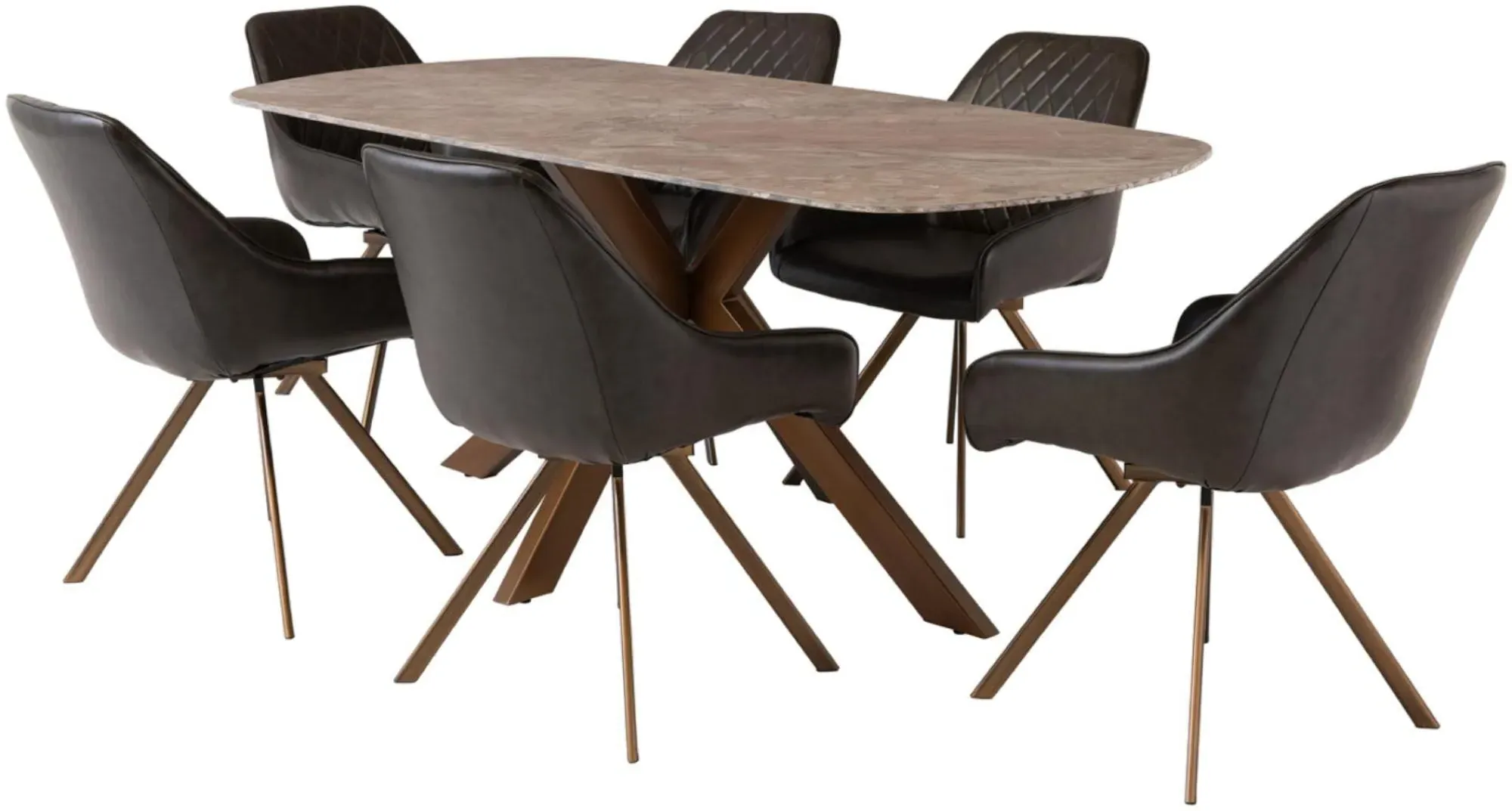 Solero 6-Seater Dining Table - Brown, Sintered Stone