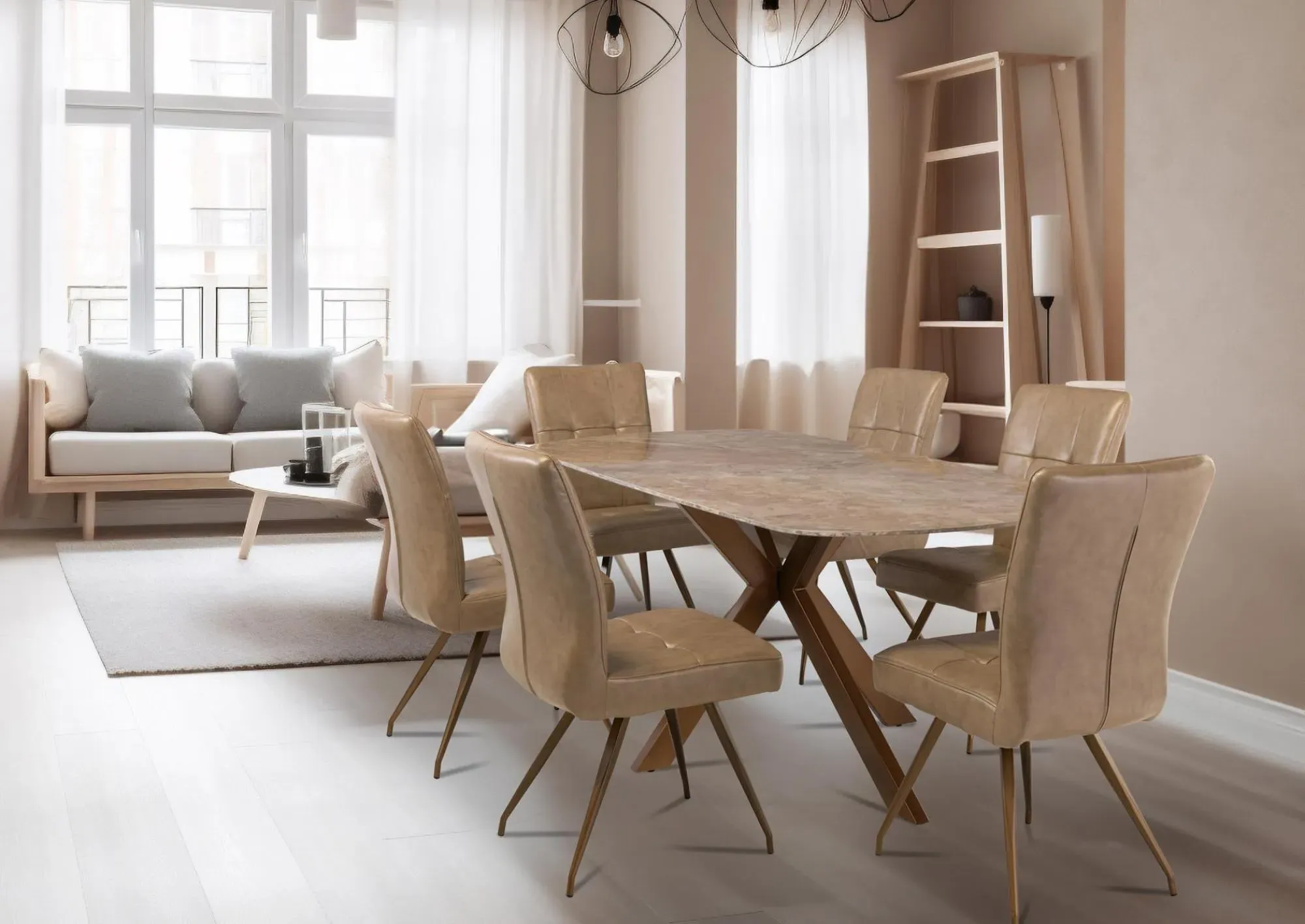 Solero 6-Seater Dining Table - Brown, Sintered Stone