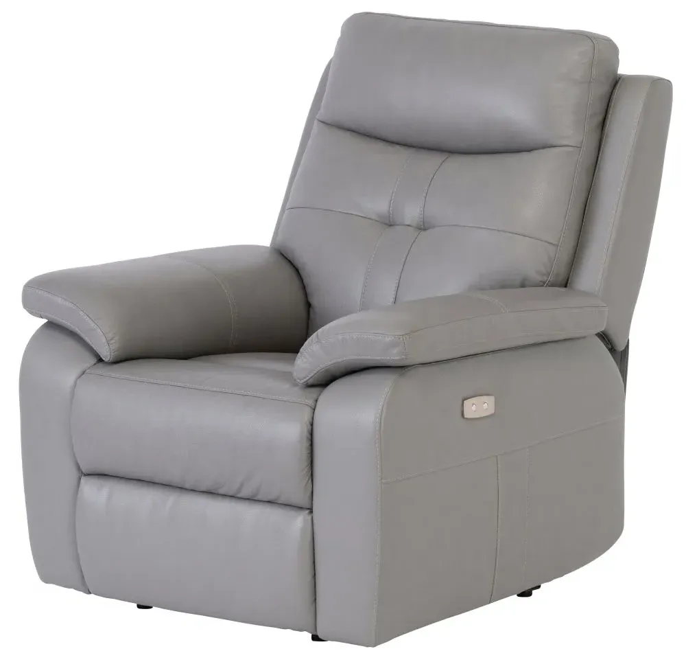 Sophia Electric Recliner Armchair - Grey, Leather