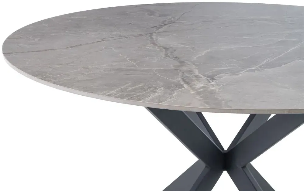 Talia 4-Seater Round Dining Table - Grey, Sintered Stone