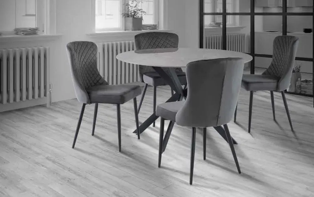 Talia 4-Seater Round Dining Table - Grey, Sintered Stone
