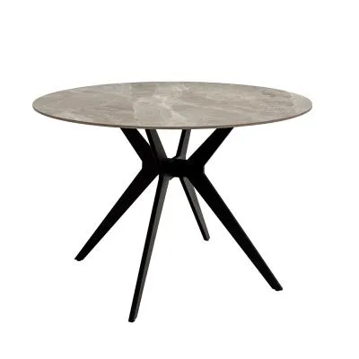 Tulsa 4 Seater Round Dining Table - Grey