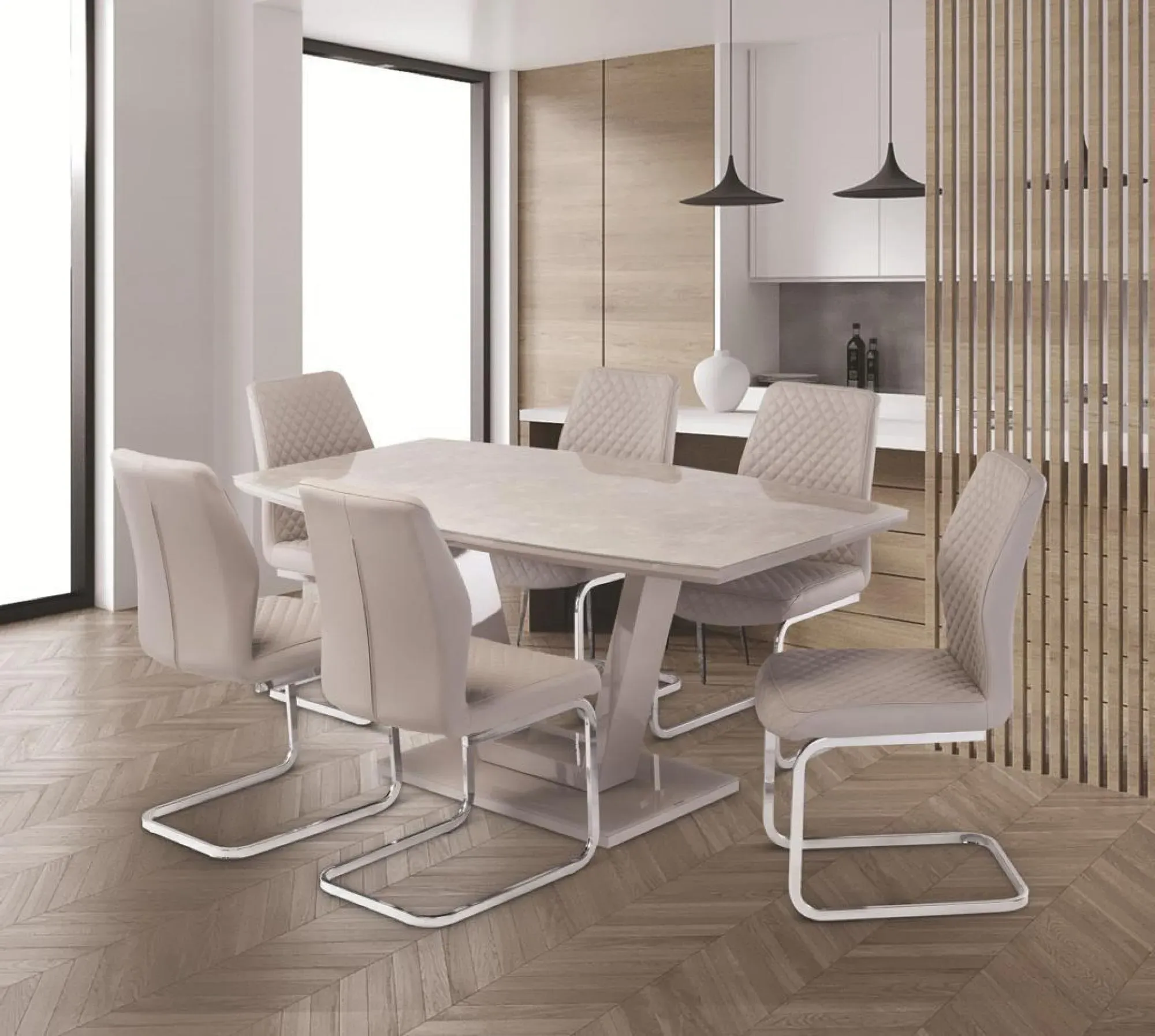 Venice 6-Seater Dining Table - Latte, Marble