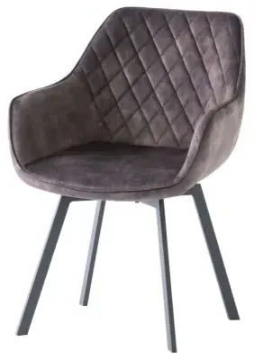 Viola Swivel Dining Chair - Graphite, Velvet