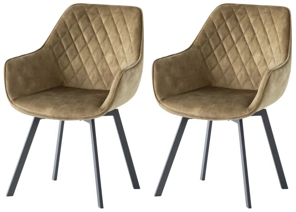 Viola Swivel Dining Chair - Green, Velvet