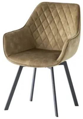 Viola Swivel Dining Chair - Green, Velvet