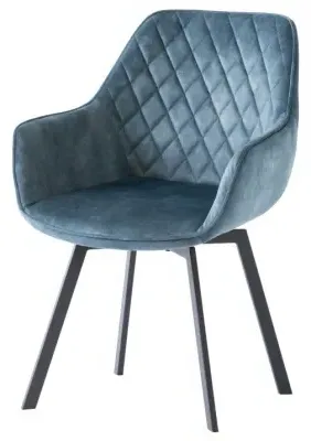 Viola Swivel Dining Chair - Teal, Velvet